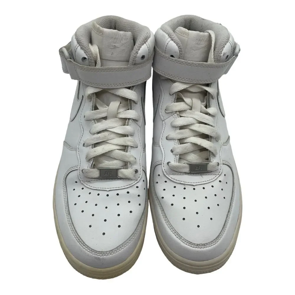 Nike Air Force 1 Mid Sneakers GS Triple White 314195-113 Kids Size 7Y Womens 8.5
